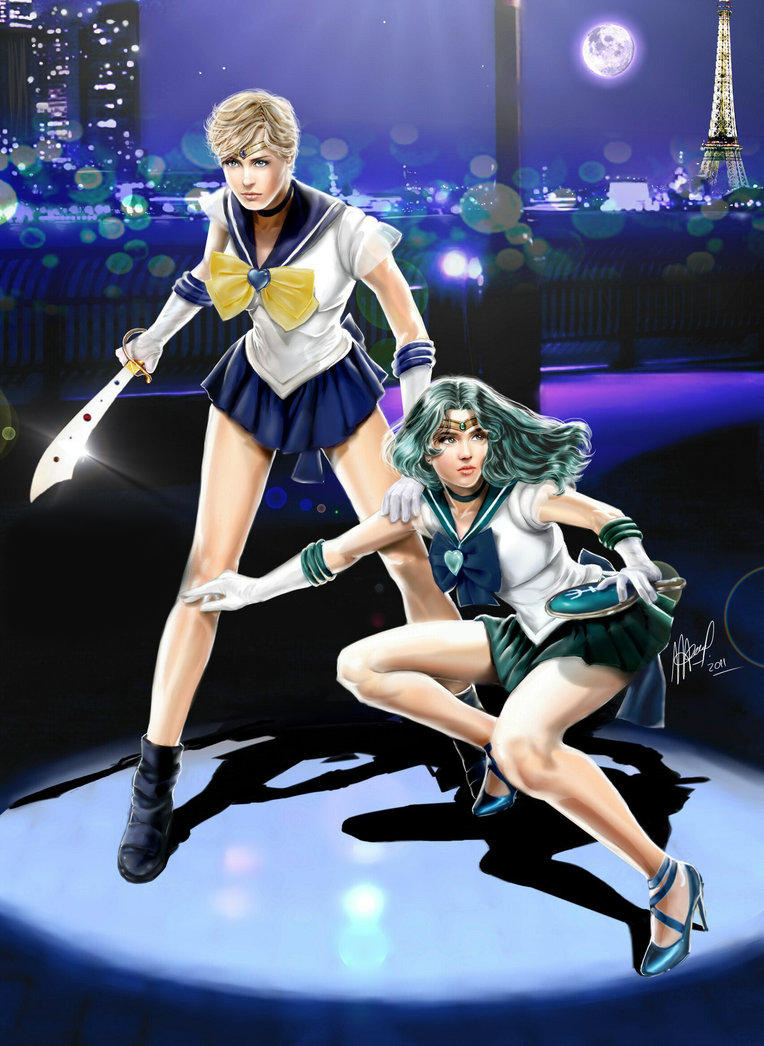 Sailor Uranus and Neptune in Night by ArtML30 on DeviantArt