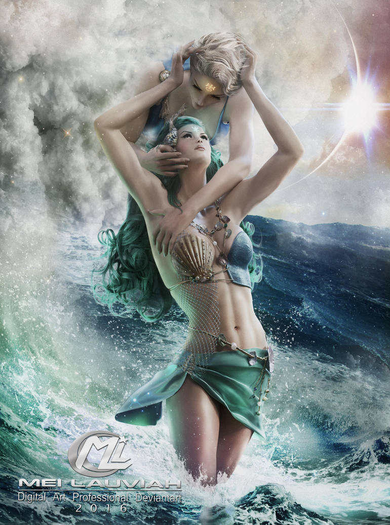 Neptune and Uranus Love of Planet COMMISSION by MLauviah