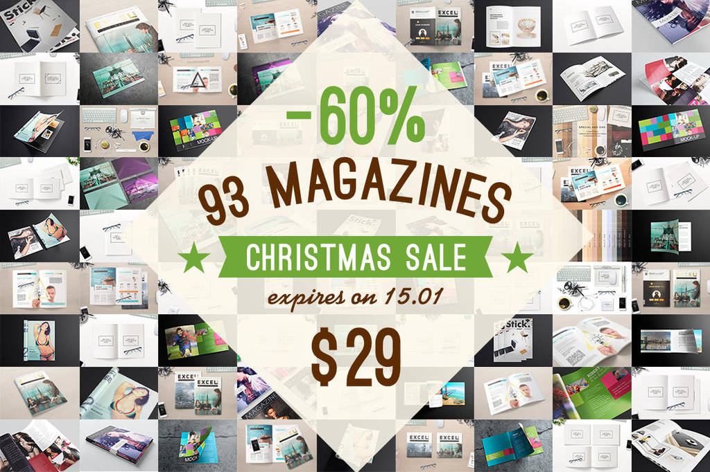 Magazine Mock-ups Pack Christmas Sale by Itembridge