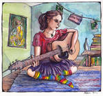 Self portrait, in my bedroom. by whimsyleaf