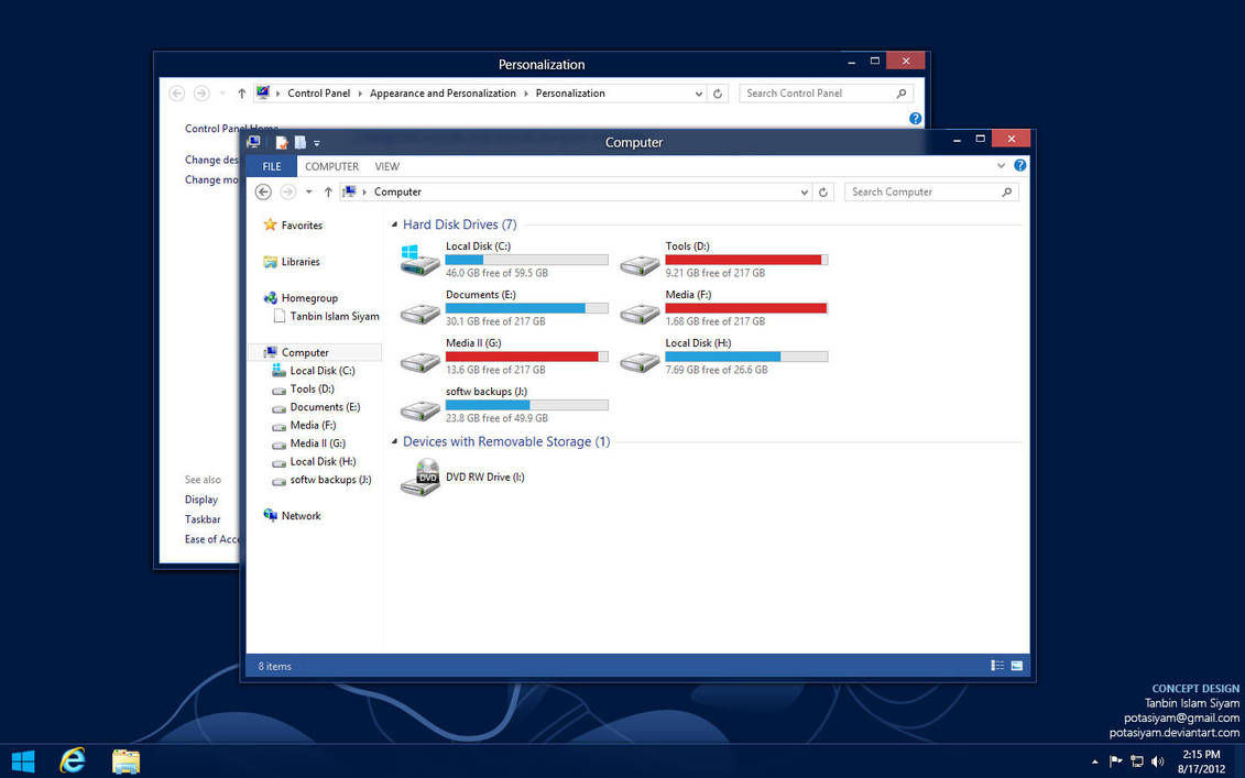 Windows 8 Desktop Theme Concept by potasiyam