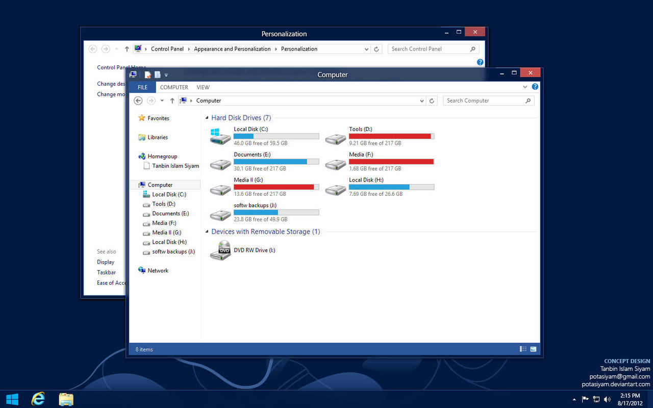 Windows 8 Desktop Theme Concept by potasiyam
