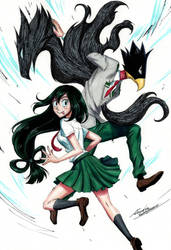 Tokoyami and Tsuyu by monyta