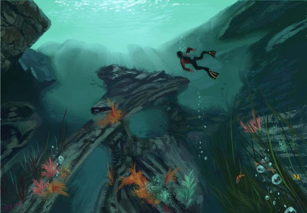 Uncharted painting Bob Ross style underwater by discipleneil777