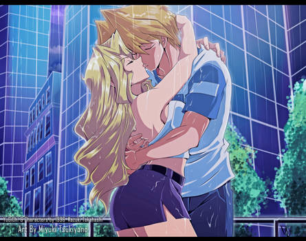 Polarshipping_kiss_in_the_rain by Miyuki-Tsukiyono