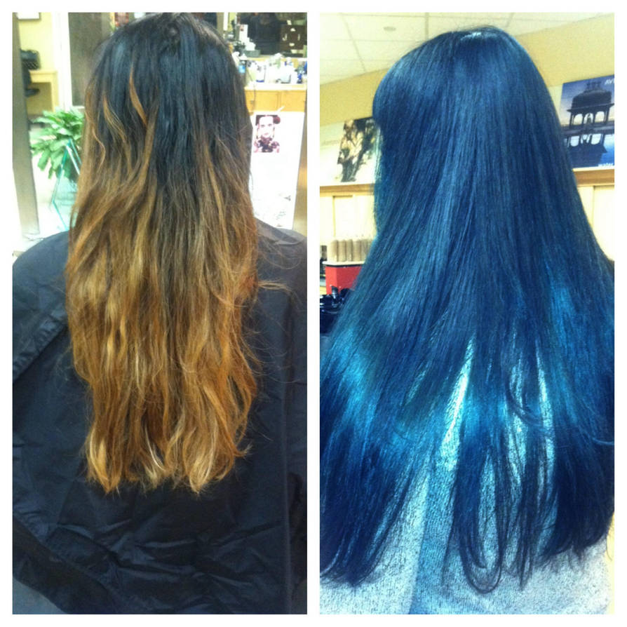 Before and after - Aveda dark emerald green hair by ...