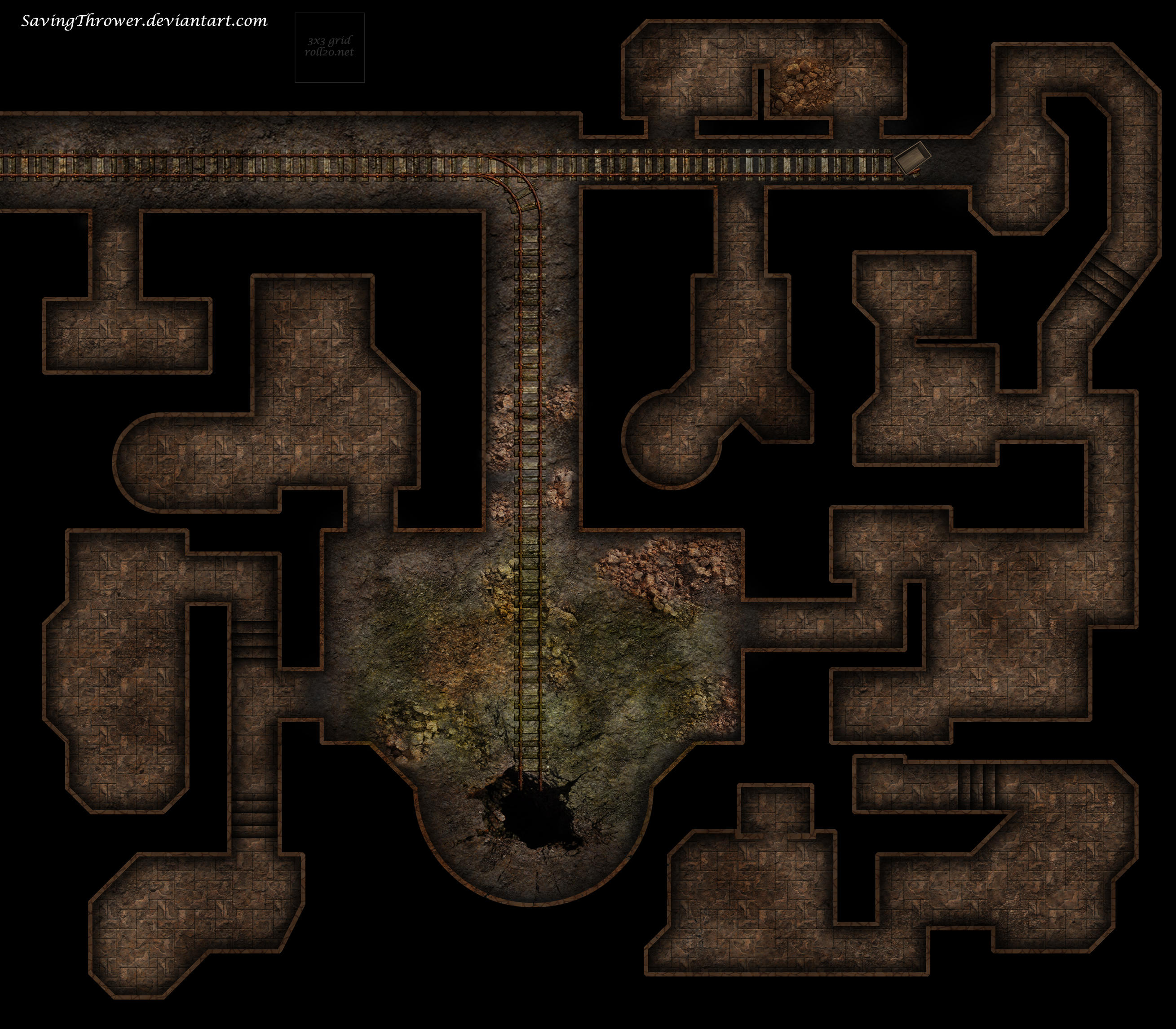 Clean mine dungeon battlemap for DnD / Roll20 by SavingThrower on