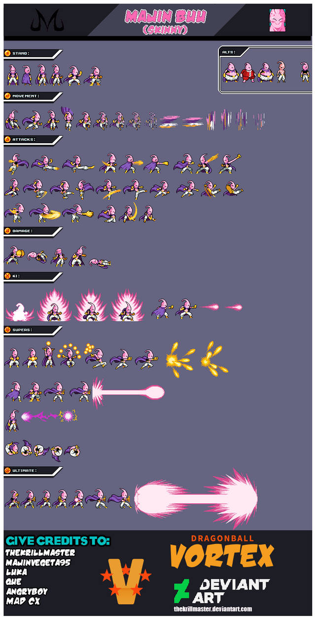 Majin Buu(Universal Survival arc) Sprite Sheet by thekrillmaster on