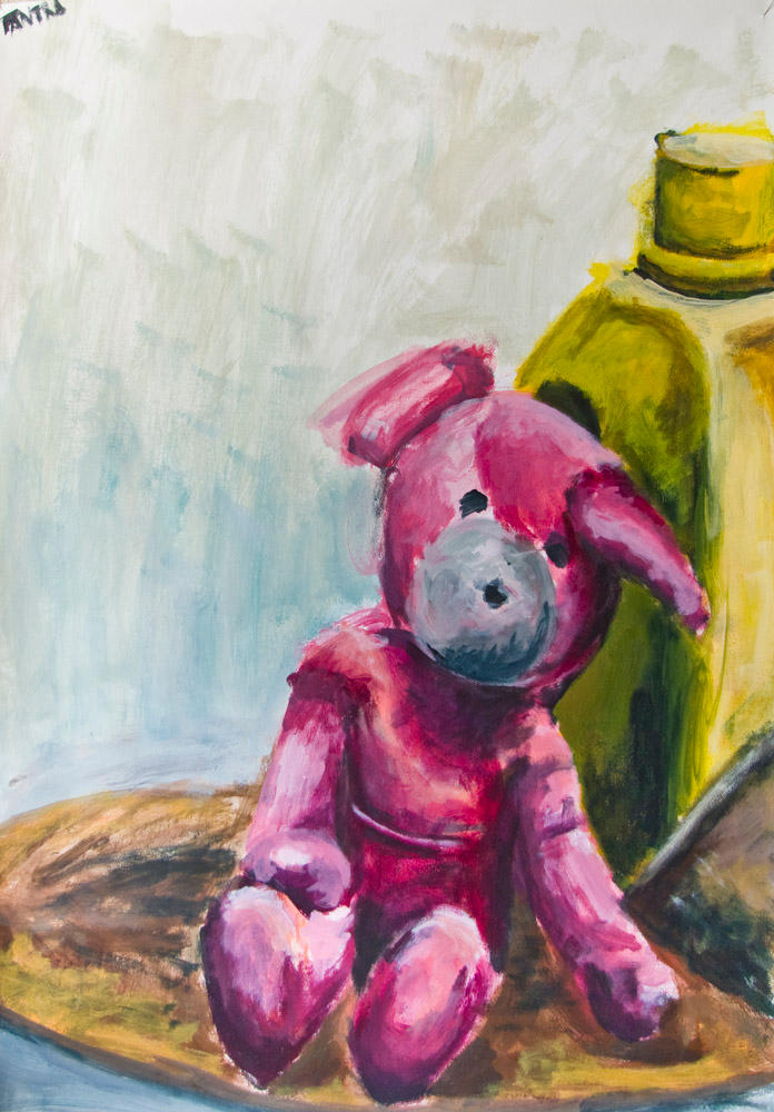 Pink Bear against Jerry Can by mazurada