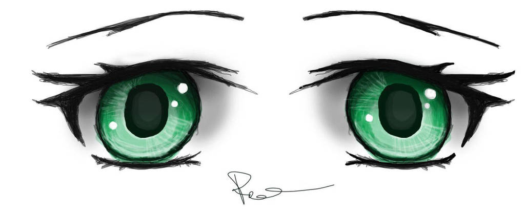 Green Anime Eyes By Ufrx On Deviantart