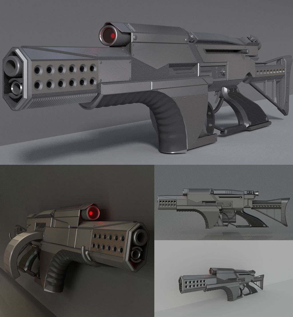 A futuristic weapon concept (high-poly) by DennisH2010