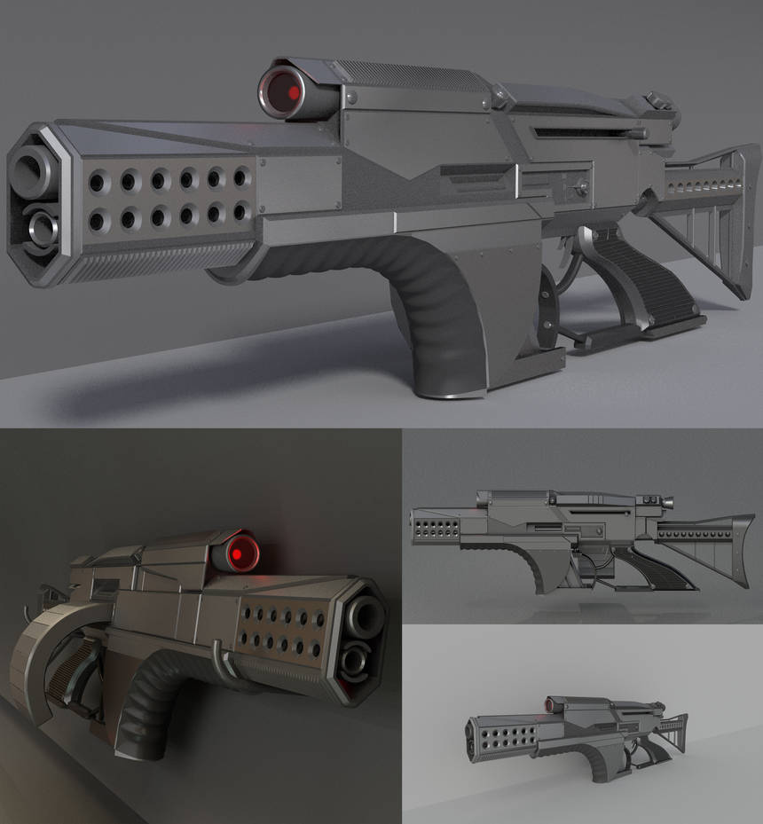 A futuristic weapon concept (high-poly) by DennisH2010