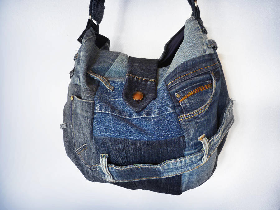 Denim Patchwork Sling Bag Ucycled Jeans by ajnataya on DeviantArt