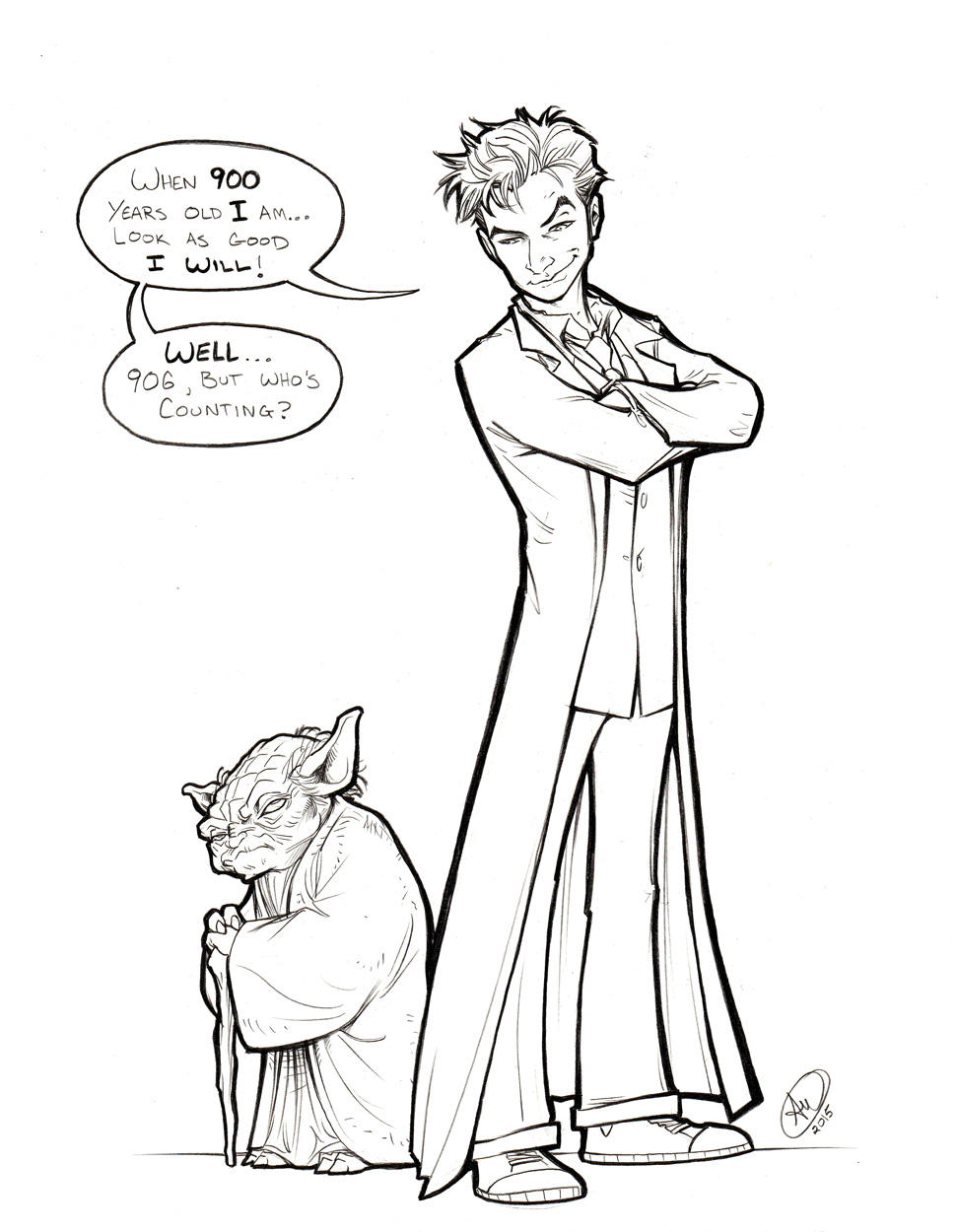 10th Doctor and Yoda by AdamWithers