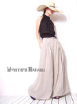 Beige Linen Cotton Wide Pants by yystudio