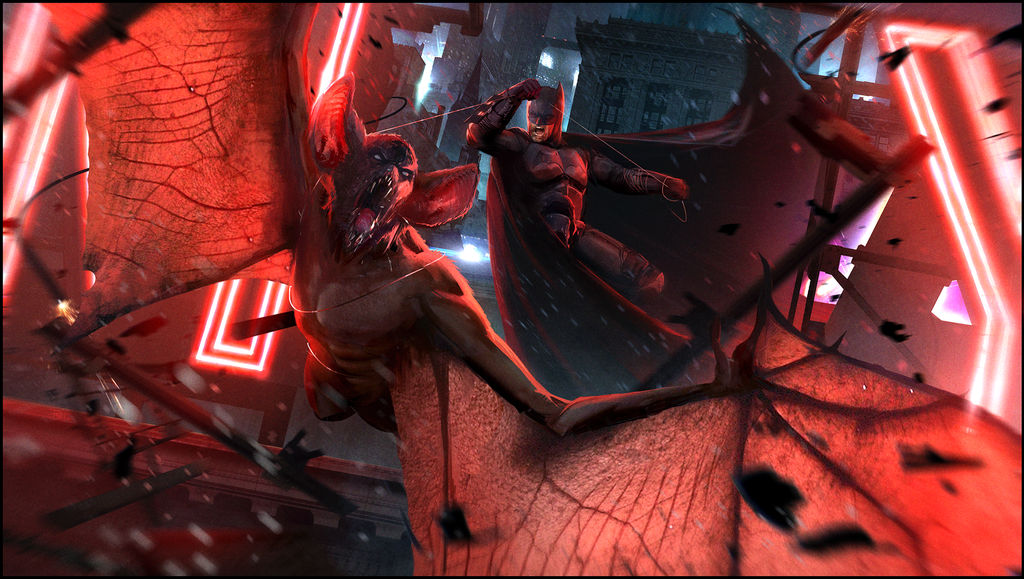 Batman vs. Man-Bat by Happy-Mutt