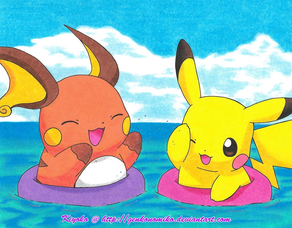 Pikachu x Raichu: At The Beach by GenkoNoMiko on DeviantArt