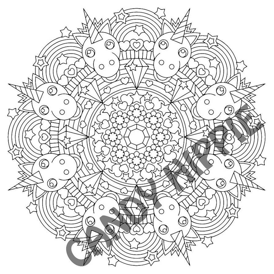 Rainbow Unicorn mandala coloring page by candy-hippie on DeviantArt