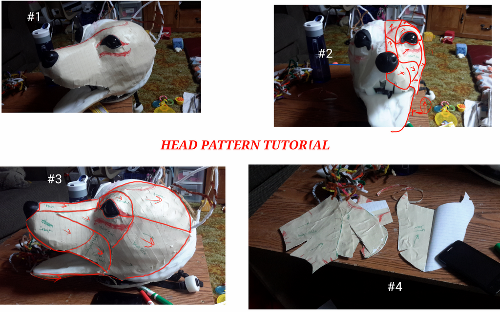 Fursuit/quadsuit head pattern tutorial by okamiwildclaw on DeviantArt