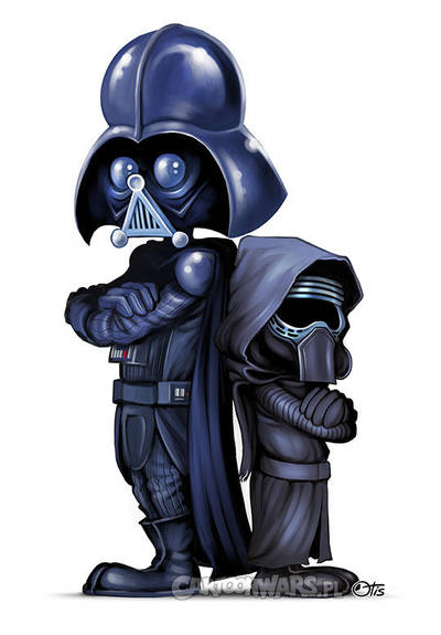Darth Vader and Kylo Ren cartoon style by Otisso