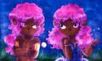 Pink Haired Half-Siblings by Jrynkows
