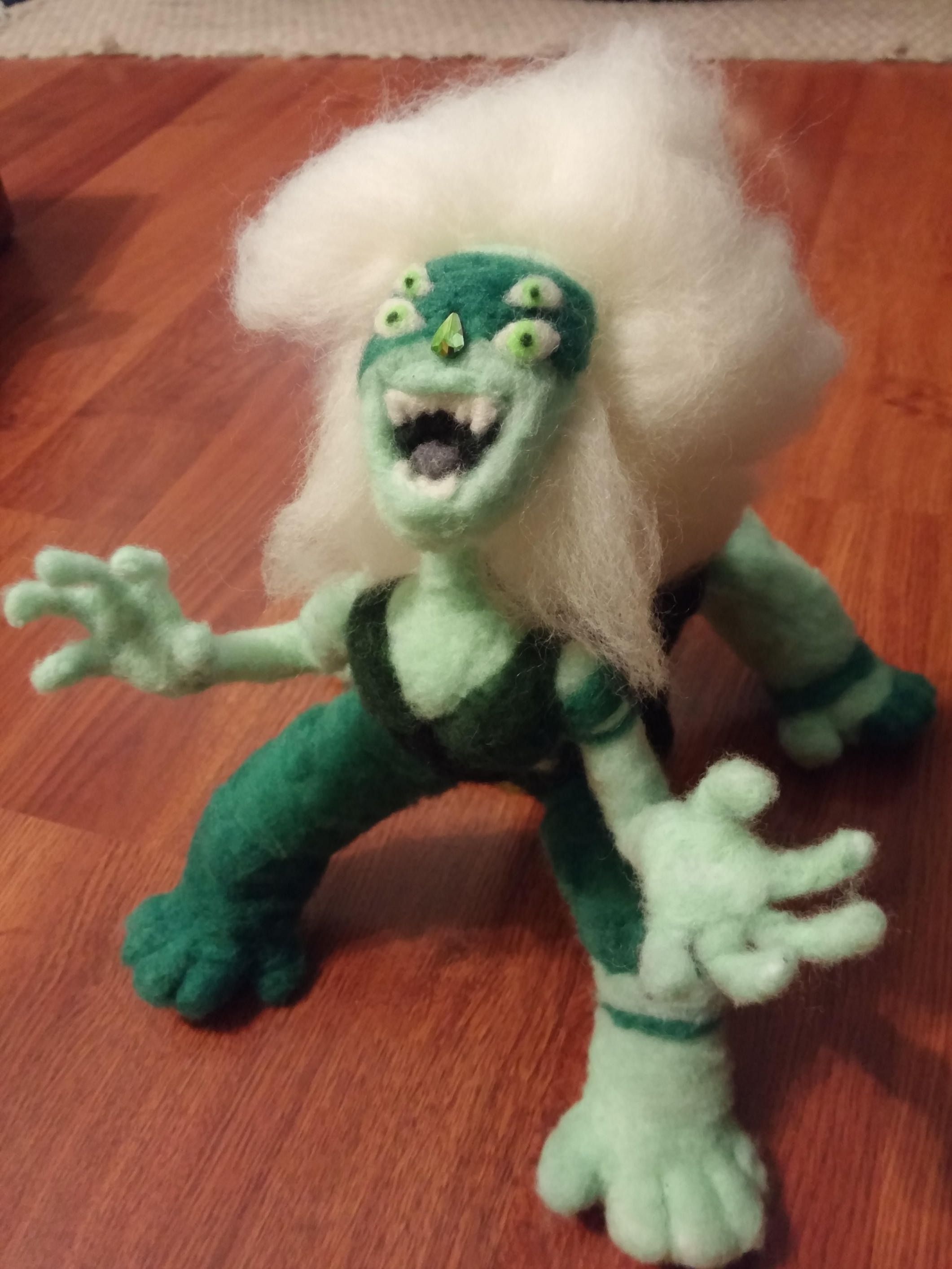 Posable Needle Felted Malachite Plush by feltgood