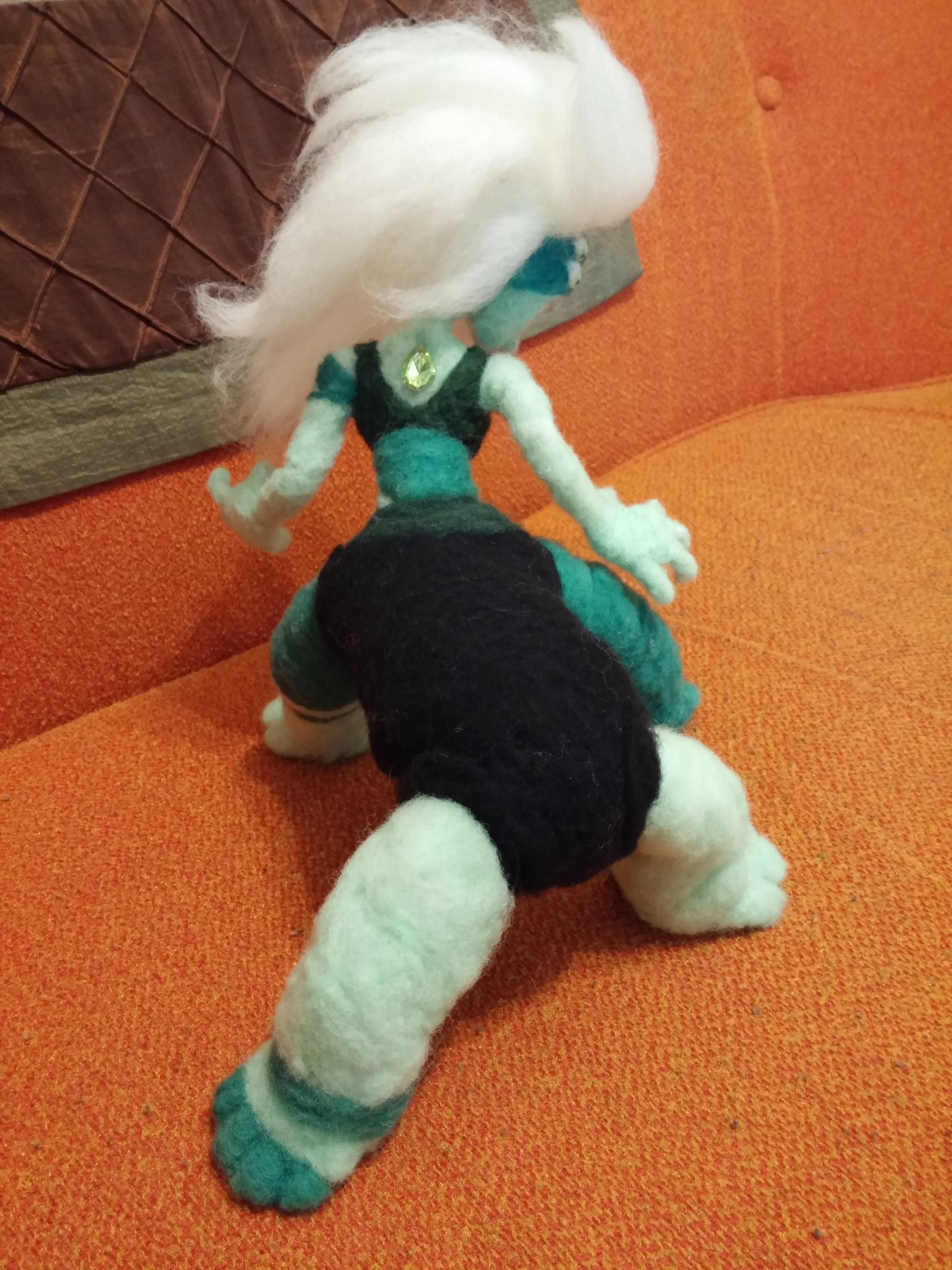 Needle Felted Malachite Plushie - rear angle by feltgood