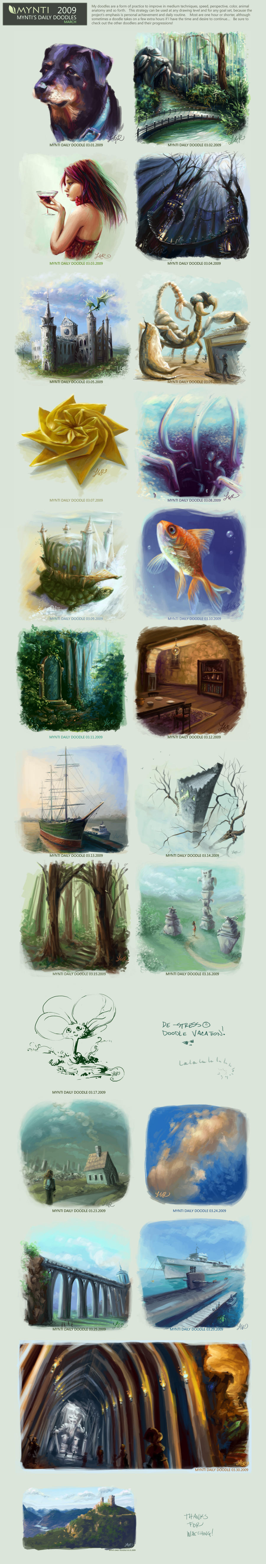 March Daily Doodles by mynti