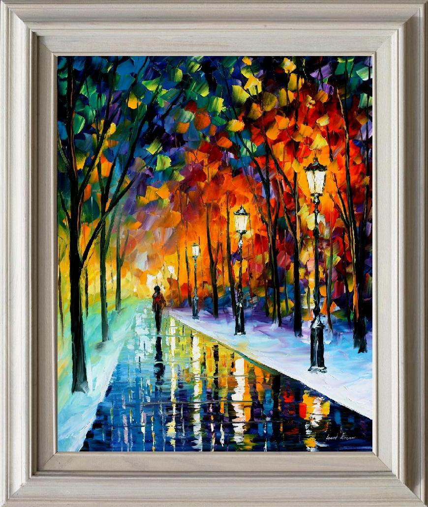Frozen path framed by Leonid Afremov by Leonidafremov