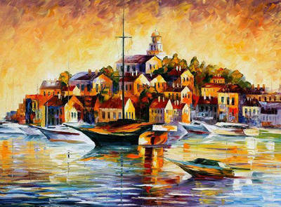 Town On The Hill by Leonid Afremov by Leonidafremov