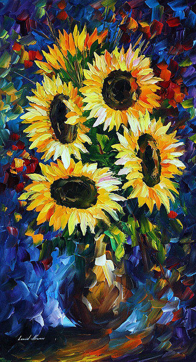 Night Sunflowers by Leonid Afremov by Leonidafremov