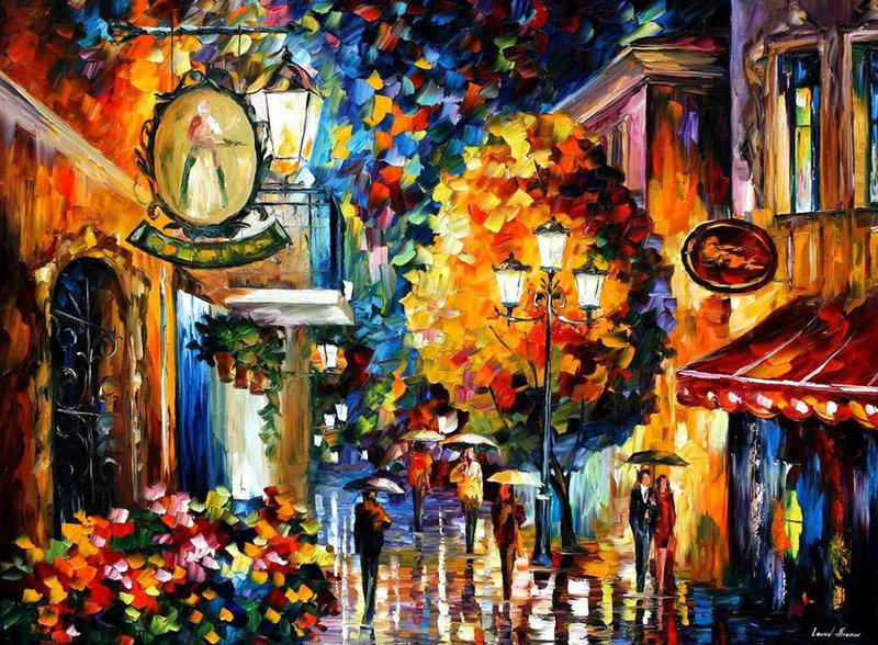 Cafe In The Old City by Leonid Afremov by Leonidafremov