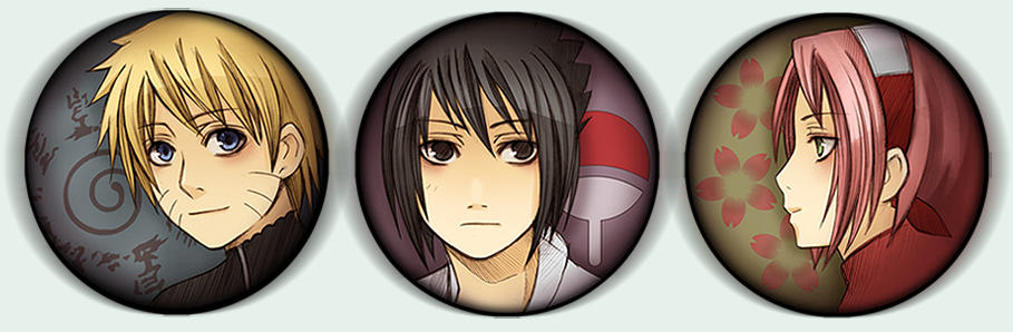 Naruto Team 7 button set by Radittz
