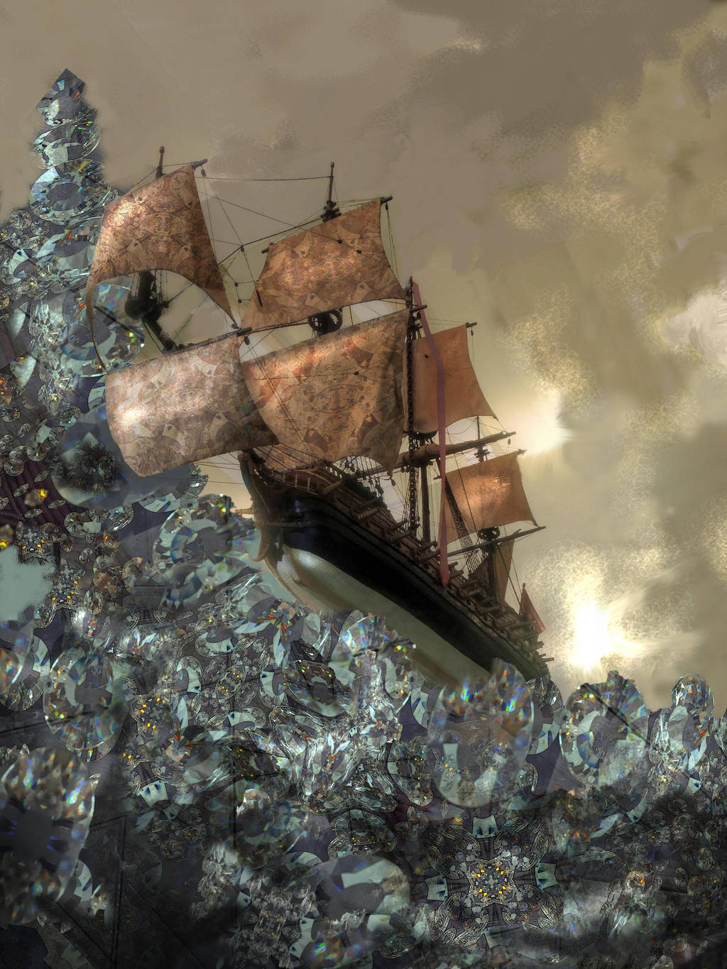 Copper Sails on Crystal Seas by taisteng