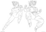 $Goku and Vegeta. :Lineart: by moxie2D