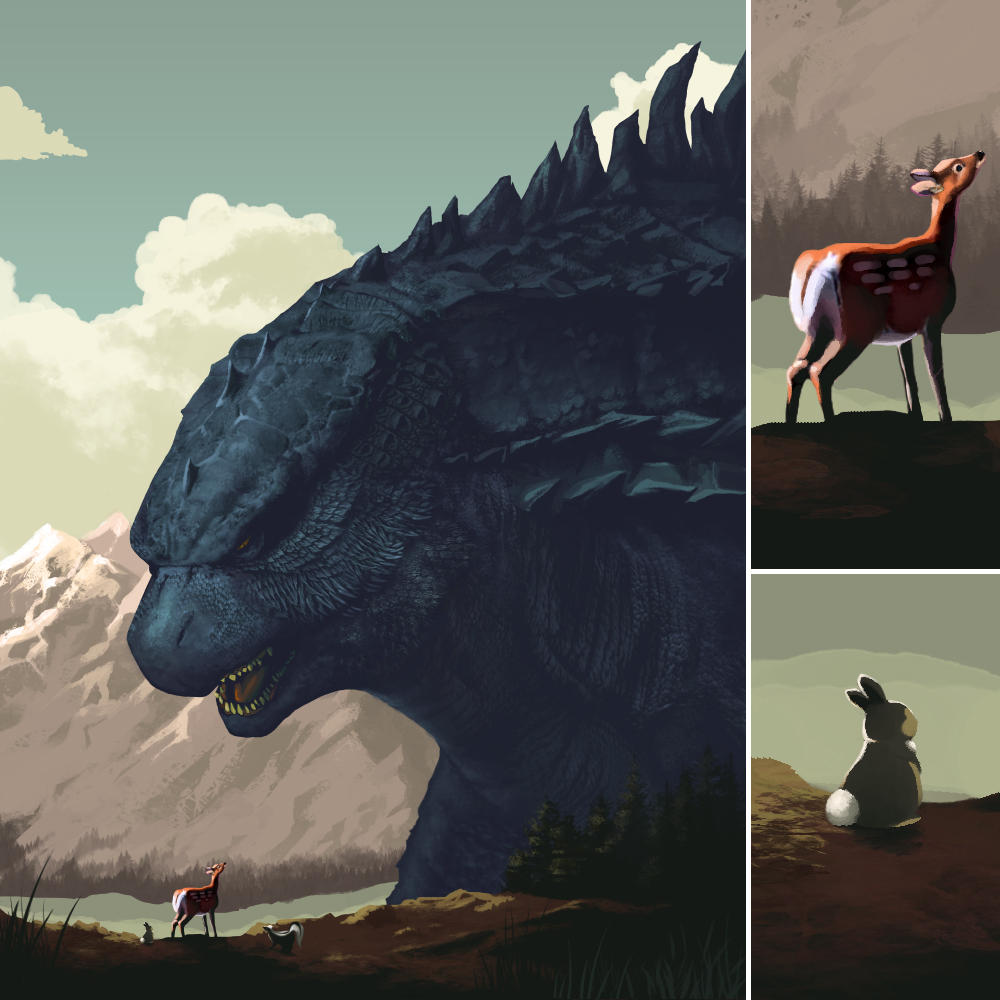Bambi Versus Godzilla by ninjaink