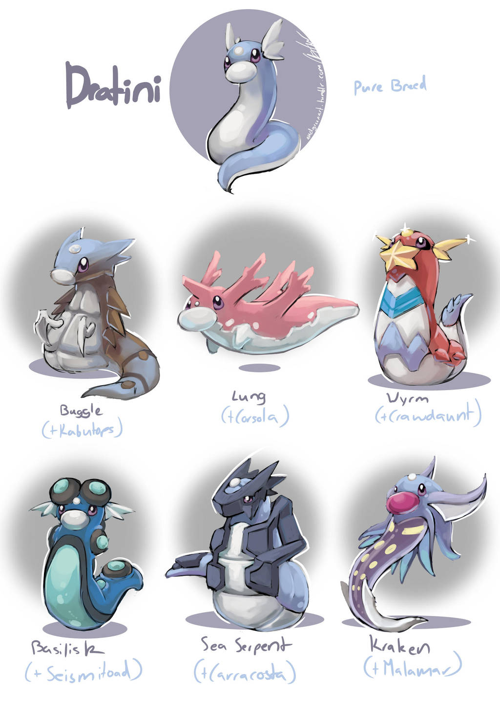 Dratini Variants by AudGreen on DeviantArt