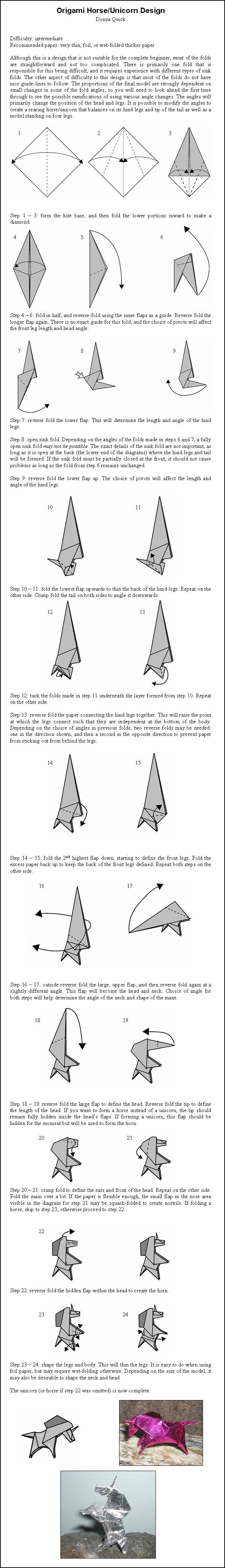 Origami Unicorn - Instructions by DonyaQuick