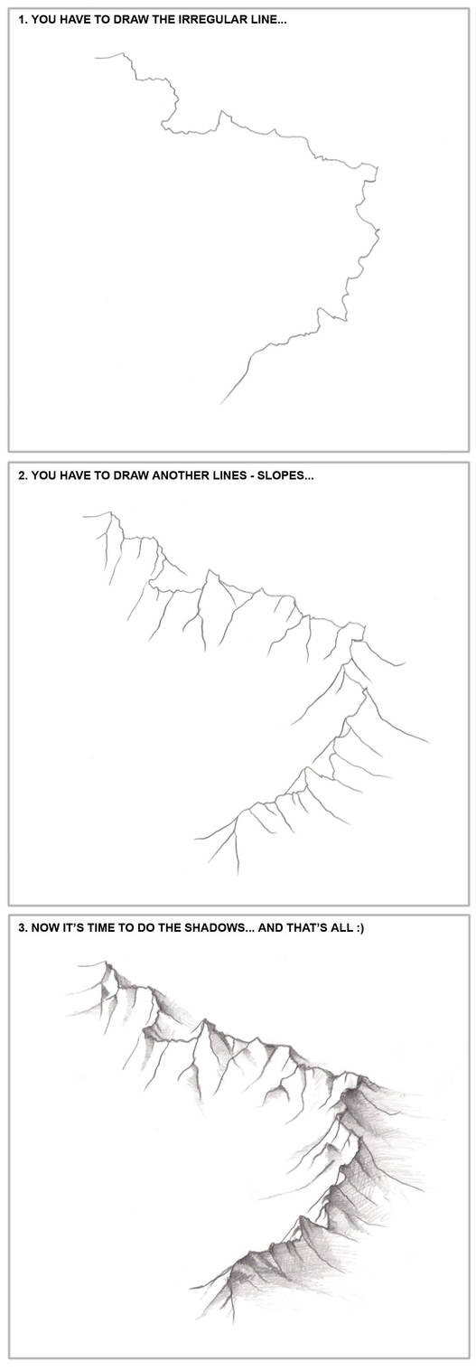 3 steps - How to draw the mountains... by fragless