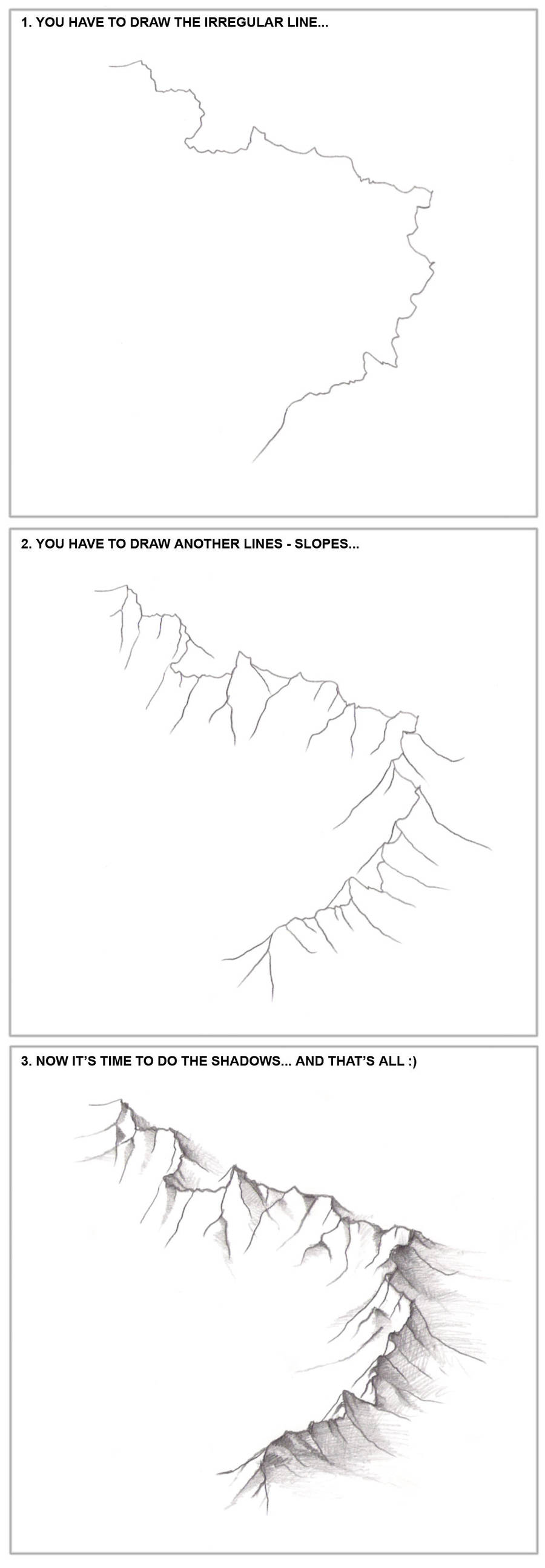 3 steps - How to draw the mountains... by fragless