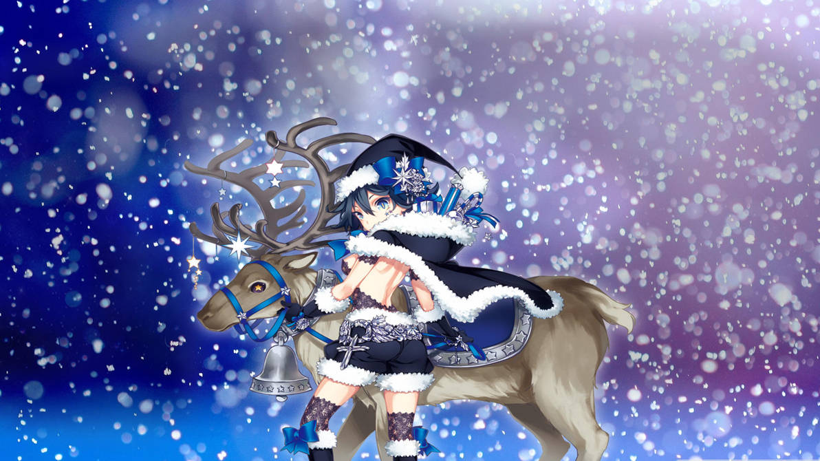 Blue Anime Girl Christmas Wallpaper By Callmeteddy24 On Deviantart