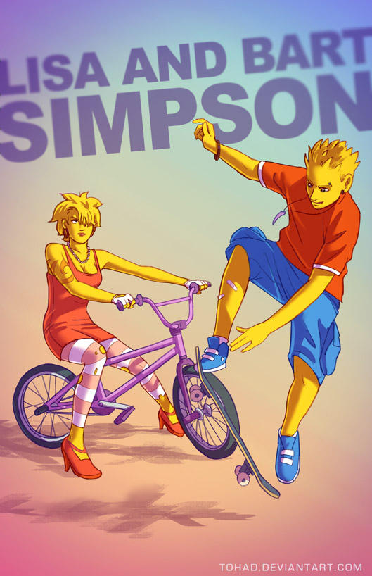 Lisa and Bart Simpson BADASS by Tohad