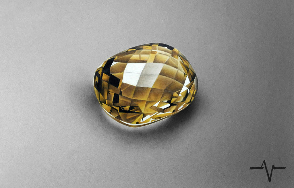 Citrine Quartz Gemstone - Drawing by Anubhavg Citrine Quartz Gemstone - Drawing by Anubhavg