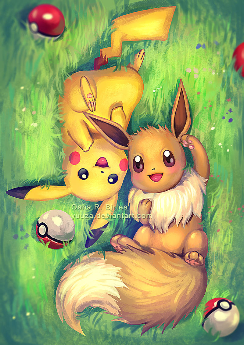 Eevee and Pikachu by Yuuza