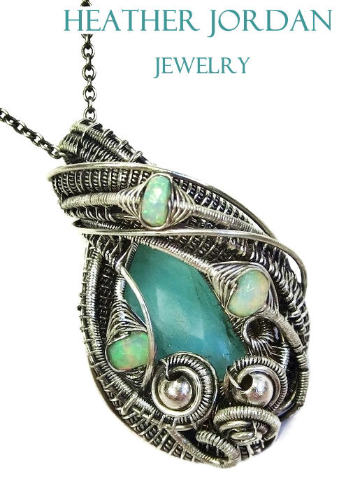 Peruvian Blue an Ethiopian Welo Opal Pendant in SS by HeatherJordanJewelry