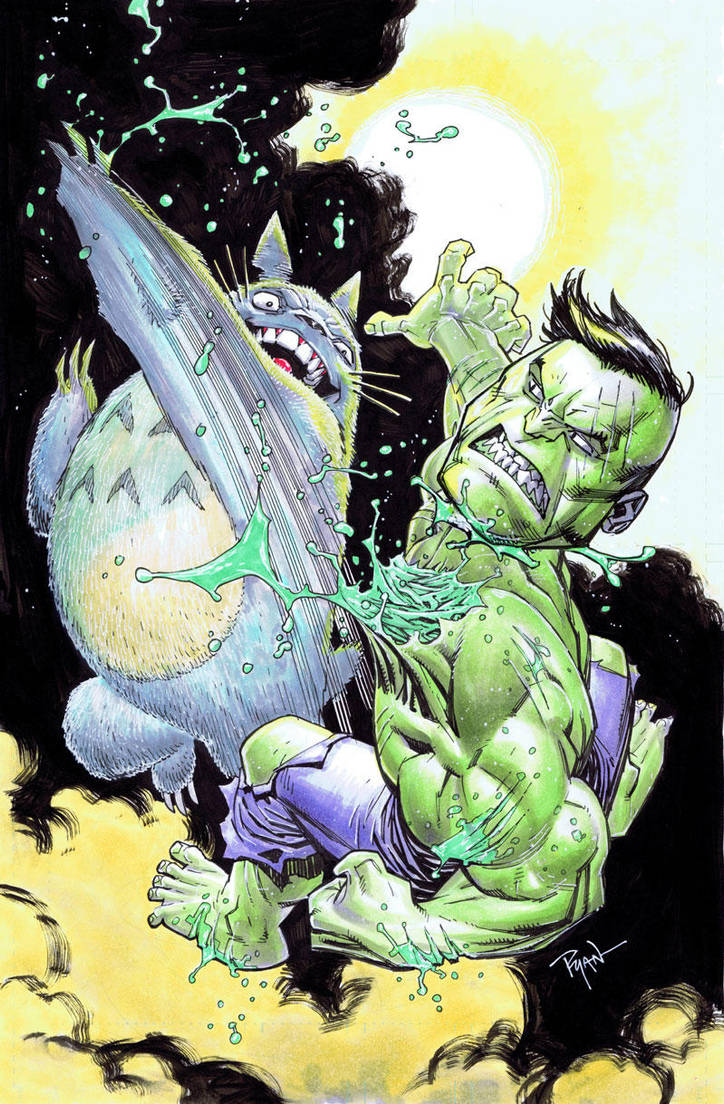 Hulk VS Totoro by RyanOttley