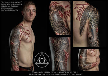 Ravens and the blood red branches by Meatshop-Tattoo