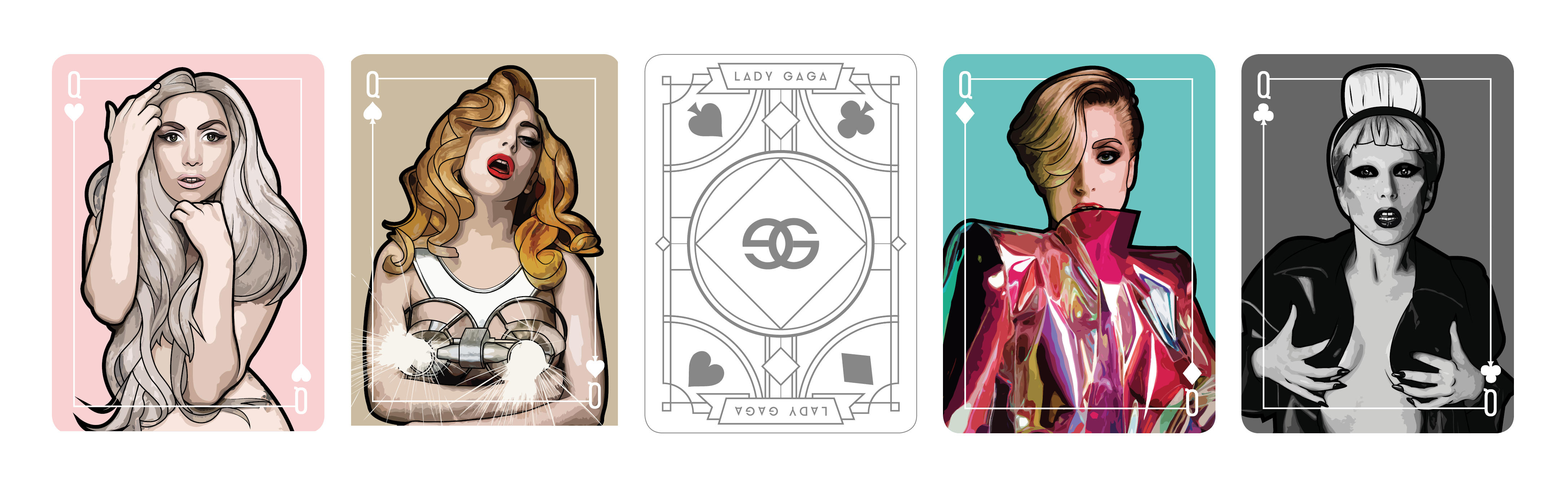 Lady Gaga playing card Queen set by Jaguero92