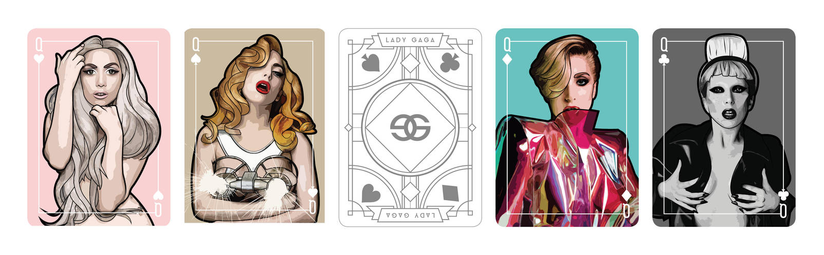 Lady Gaga playing card Queen set by Jaguero92