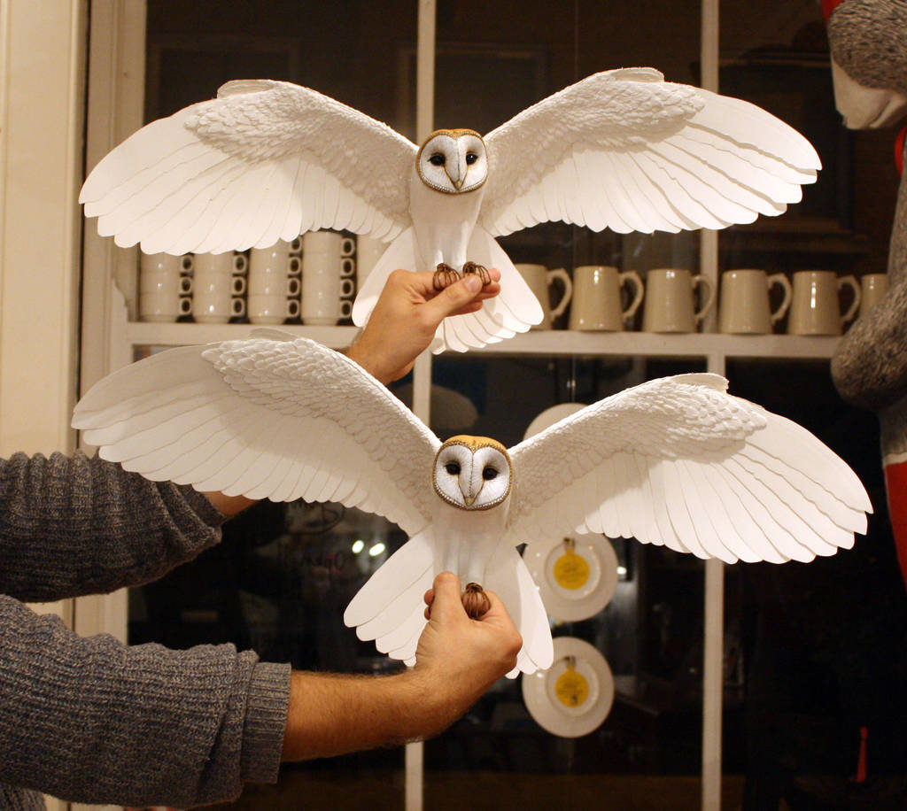 Hand made paper and resin owl sculptures by ZackMclaughlin